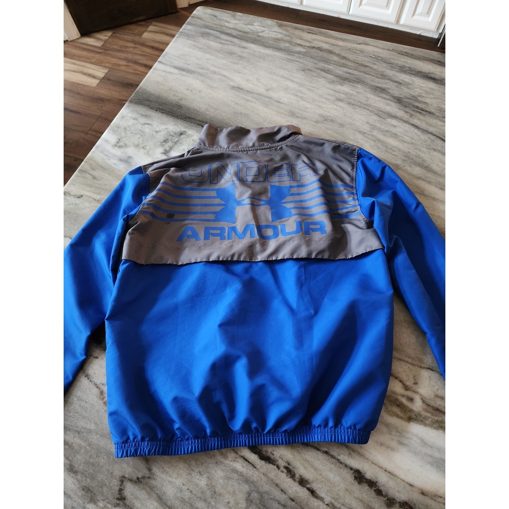 Under Armour‎ Kids Boys YLG Jacket Pullover Blue Gray Quarter Zip Logo